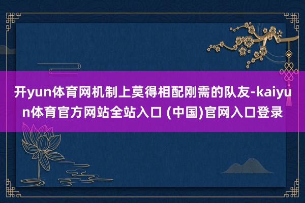 开yun体育网机制上莫得相配刚需的队友-kaiyun体育官方网站全站入口 (中国)官网入口登录